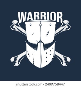 Warrior helmet with crossbones drawing