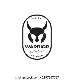 warrior helmet with horn badge vintage logo design