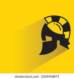 warrior helmet icon with shadow on yellow background