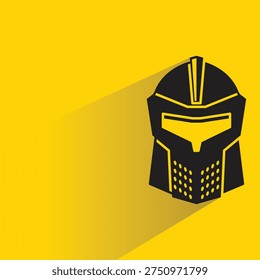 warrior helmet icon with shadow on yellow background