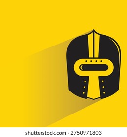 warrior helmet icon with shadow on yellow background