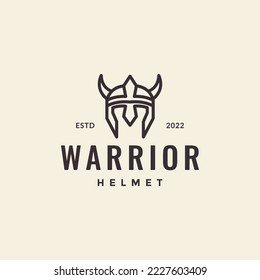 warrior helmet line hipster vintage logo design 