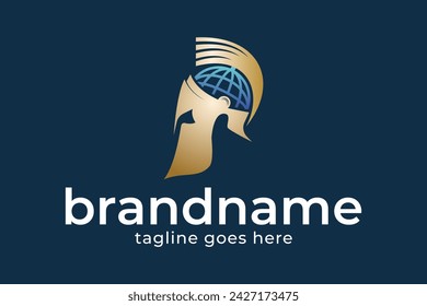 warrior helmet logo design, knights logo design, sparta logo, Gladiator with globe logo
