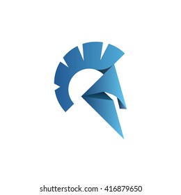 Warrior helmet logo design. Leadership, Spartan concept. Minimalistic