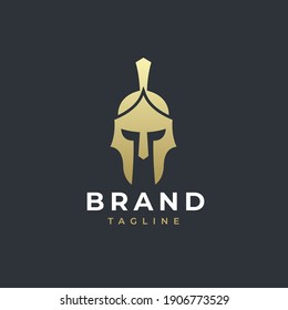 Warrior helmet logo design. Spartan, Greek gladiator helmet logotype.