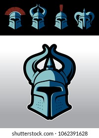 Warrior helmet logo set. Great for sports emblems & team mascots.