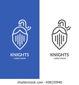 Warrior helmet logo. Trendy line art design. Eps10 vector illustration.