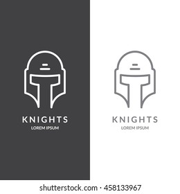 Warrior helmet logo. Trendy line art design. Eps10 vector illustration.