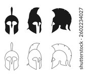 warrior helmet set vector illustration isolated on white background.