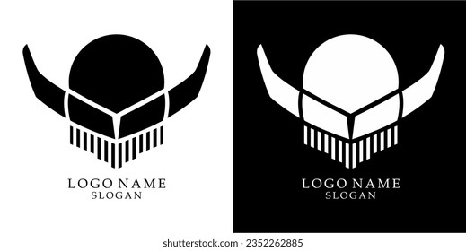 warrior helmet vector logo black and white color