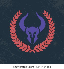 warrior helmet vector logo design illustrator