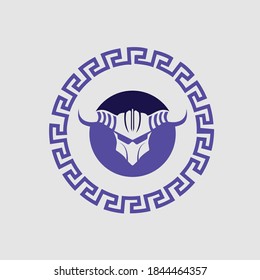 warrior helmet vector logo design illustrator