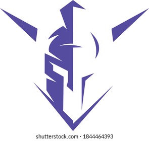 warrior helmet vector logo design illustrator