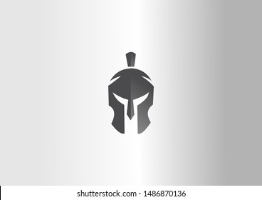 Warrior helmet vector logo illustration. Simple Black vector logo.