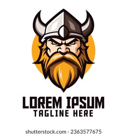 Warrior with Helmet: Viking Mascot Head Logo, Nordic Template Icon Badge Emblem for Berserker Sport and Esport svg