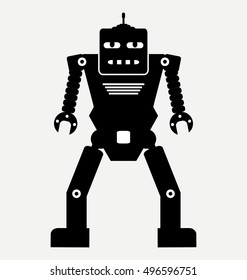 warrior humanoid robot, flat illustration isolated on white background