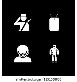 warrior icon. 4 warrior set with soldier and military robot machine vector icons for web and mobile app