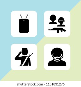 warrior icon. 4 warrior set with soldiers and a weapon and soldier vector icons for web and mobile app
