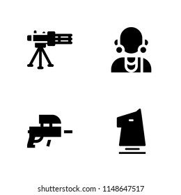 warrior icon. 4 warrior vectors with knight, paintball, machine gun and massai icons for web and mobile app