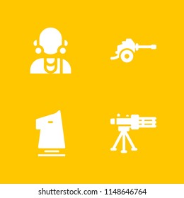 warrior icon. 4 warrior vectors with machine gun, knight, weapons and massai icons for web and mobile app