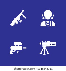 warrior icon. 4 warrior vectors with machine gun, massai and paintball icons for web and mobile app