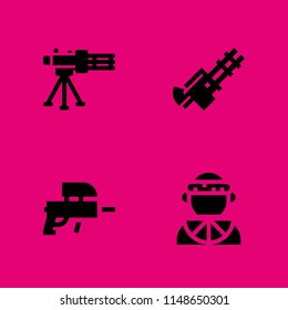 warrior icon. 4 warrior vectors with machine gun, paintball and zulu icons for web and mobile app