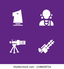 warrior icon. 4 warrior vectors with machine gun, massai and knight icons for web and mobile app