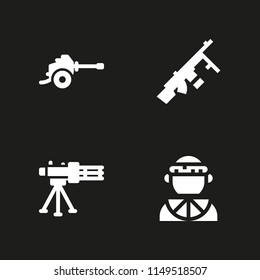 warrior icon. 4 warrior vectors with machine gun, zulu and weapons icons for web and mobile app
