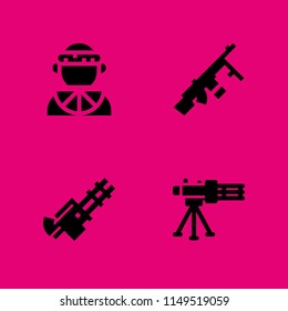 warrior icon. 4 warrior vectors with machine gun and zulu icons for web and mobile app