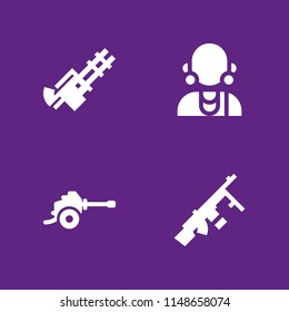warrior icon. 4 warrior vectors with massai, machine gun and weapons icons for web and mobile app