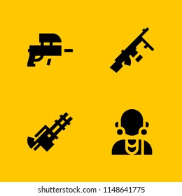 warrior icon. 4 warrior vectors with paintball, machine gun and massai icons for web and mobile app