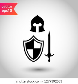 Warrior icon. Guardian vector sign. Warrior flat symbol