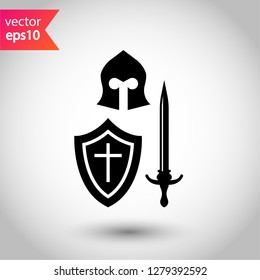 Warrior icon. Guardian vector sign. Warrior flat symbol