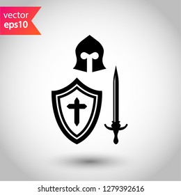 Warrior icon. Guardian vector sign. Warrior flat symbol