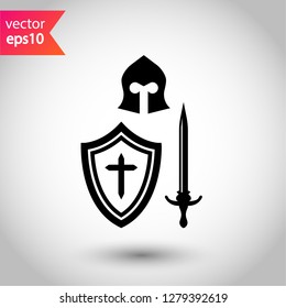 Warrior icon. Guardian vector sign. Warrior flat symbol