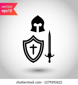 Warrior icon. Guardian vector sign. Warrior flat symbol