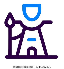 Krieger-Symbol. Eine lineare Vektorgrafik eines Kriegers, einzeln auf weißem Hintergrund.