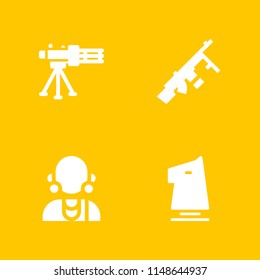 warrior icon set. knight, machine gun and massai vector icon for graphic design and web