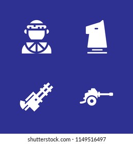 warrior icon set. knight, machine gun and zulu vector icon for graphic design and web
