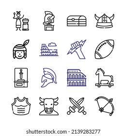 warrior Icon Set with line icons. Modern Thin Line Style. Suitable for Web and Mobile Icon. Vector illustration EPS 10.