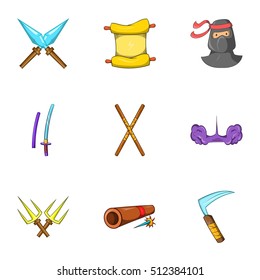 Warrior icons set. Cartoon illustration of 9 warrior vector icons for web