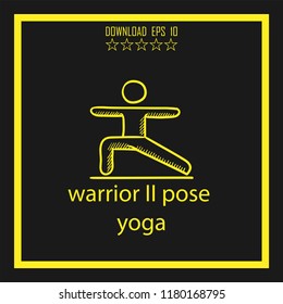 Warrior II Pose Yoga Sketch Vector Icon