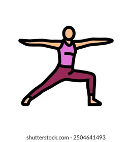 warrior ii virabhadrasana ii yoga color icon vector. warrior ii virabhadrasana ii yoga sign. isolated symbol illustration