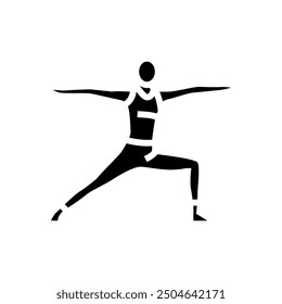 warrior ii virabhadrasana ii yoga glyph icon vector. warrior ii virabhadrasana ii yoga sign. isolated symbol illustration