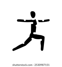 warrior ii virabhadrasana ii yoga glyph icon vector. warrior ii virabhadrasana ii yoga sign. isolated symbol illustration