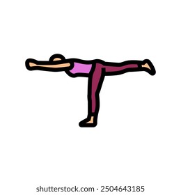 warrior iii virabhadrasana iii yoga color icon vector. warrior iii virabhadrasana iii yoga sign. isolated symbol illustration