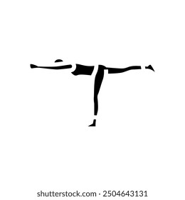 warrior iii virabhadrasana iii yoga glyph icon vector. warrior iii virabhadrasana iii yoga sign. isolated symbol illustration