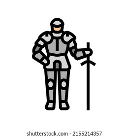 warrior knight color icon vector. warrior knight sign. isolated symbol illustration