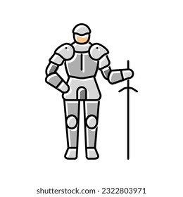 Krieger Ritter Farbe Symbol Vektorgrafik. Ritterzeichen des Kriegers. einzelne Symbolillustration