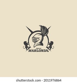 warrior knight emblem silhouette vector